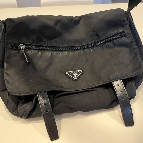 Black Prada Messenger Crossbody Bag